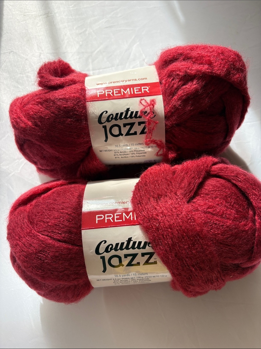 Premier Brand Yarn Couture Jazz Ruby Colored Yarn Dye Lot 6362